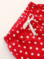 Toddler Girls Polka Dot Graphic Bow Front Elastic Waist Thin Casual Sports Jogge