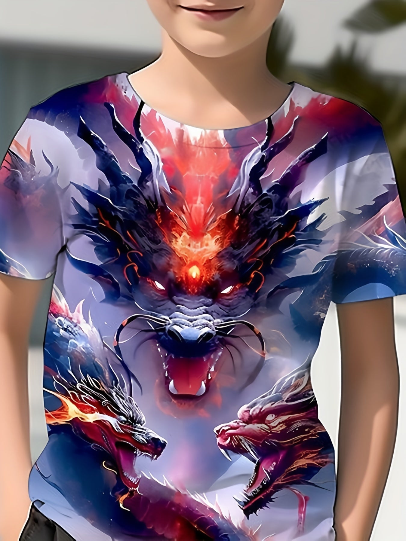 Boys' 3D Dragon Graphic T Shirt for Summer Outdoor Fun