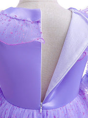 2pcs Girls Purple Flower Party Dress & Headband Set