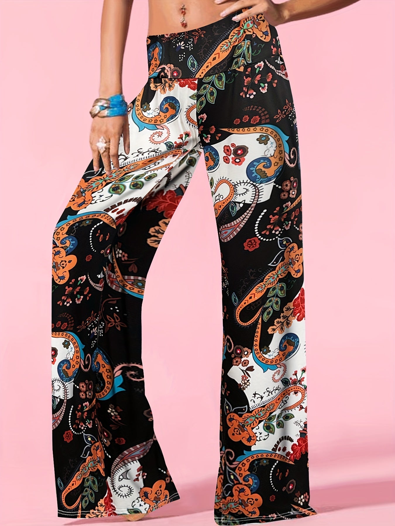 Boho Paisley Wide Leg Palazzo Pants