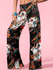 Boho Paisley Wide Leg Palazzo Pants
