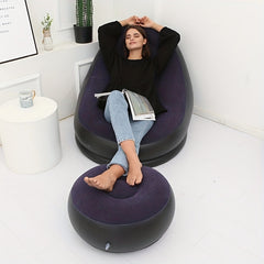 Single Inflatable Sofa with Footstool, Portable Lounge Chair