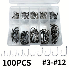 100pcs 3 12 High Carbon Steel Circle Fishing Hooks Bait Holder
