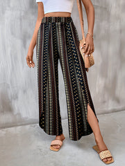 Tribal Print Wide Leg Pants Elastic Waist Casual Pants