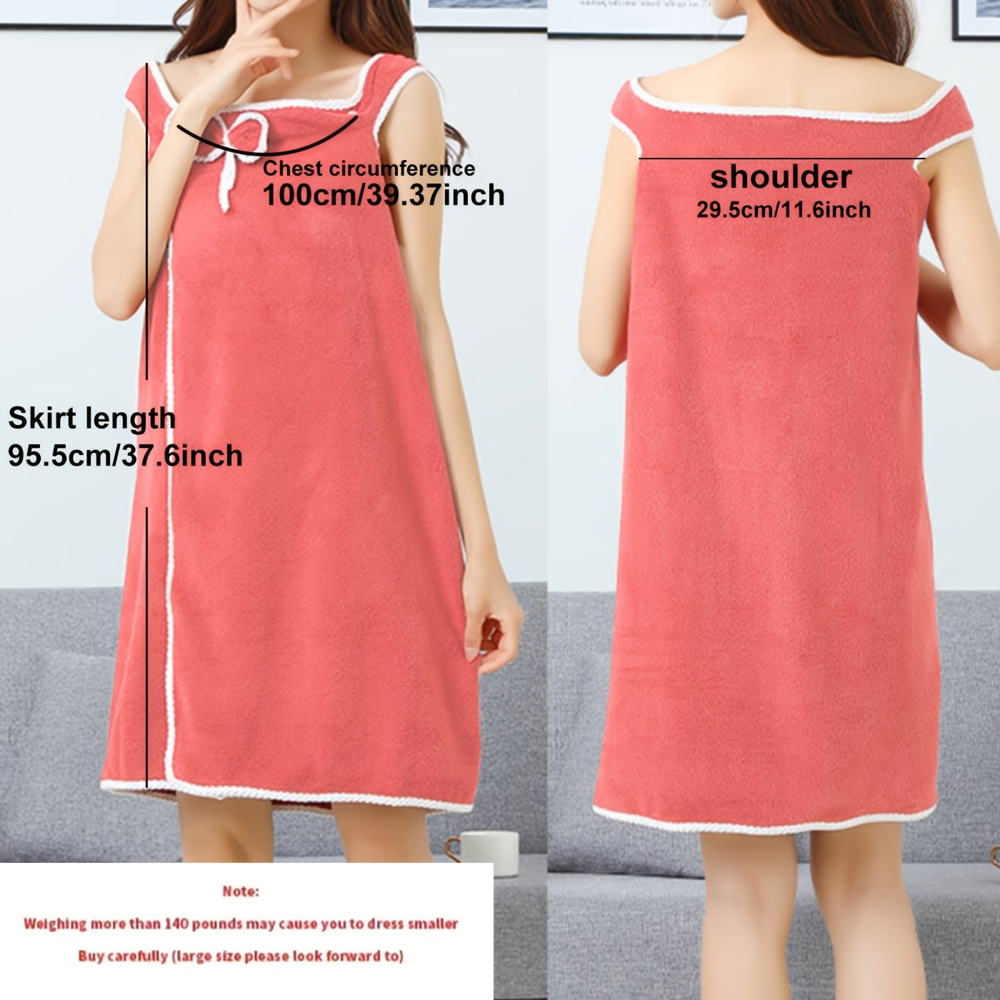 Bowknot Coral Velvet Bath Skirt for Adults Quick Drying Bathrobe
