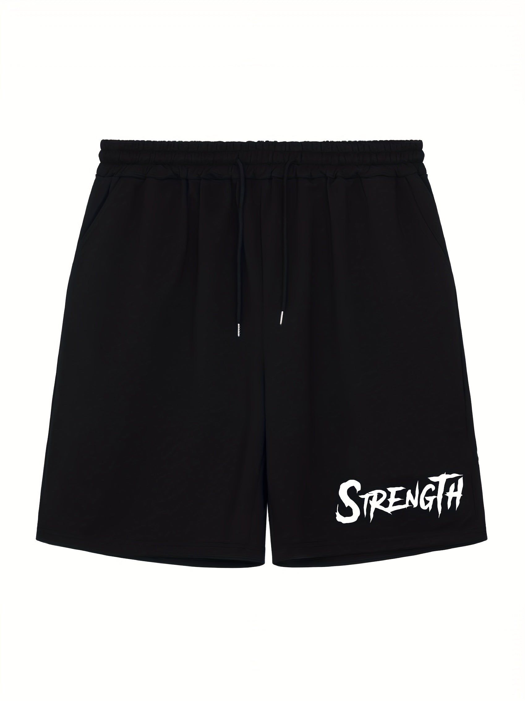 Men's Athletic Shorts Strength Print Drawstring Waistband Cycling Fitness