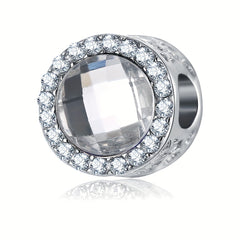Silver Grey Double Rhinestone Pendant Beads for DIY Jewelry