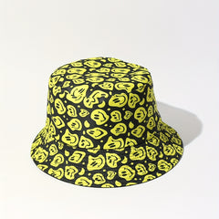 Yellow Face Full Print Bucket Hat Unisex Lightweight Sunscreen Cap