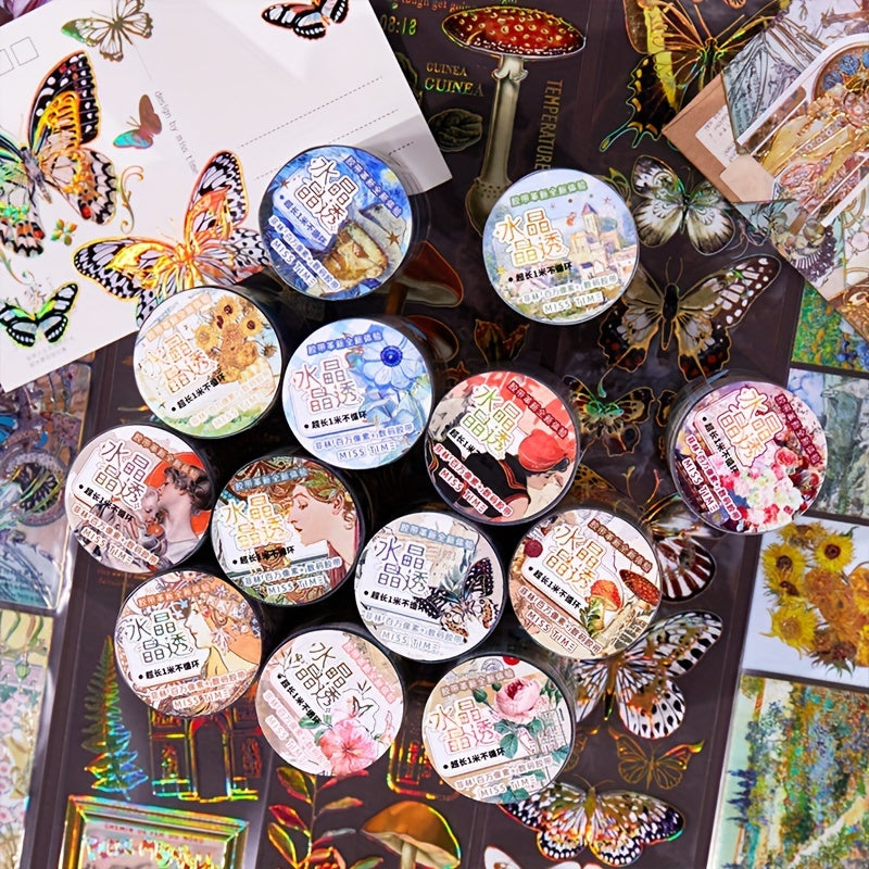Roll Of Tape Flower Butterfly Diy Scrapbook Stickers Waterproof Cup Stickers