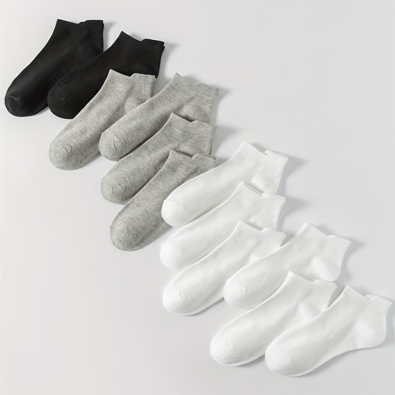 12 Pairs Solid Socks Casual Comfy All-match Women's Stockings