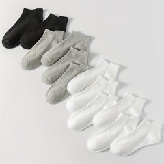 12 Pairs Solid Socks Casual Comfy All-match Women's Stockings