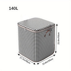 Large Capacity Houndstooth Clothes Storage Bag Dustproof Blanket Handles