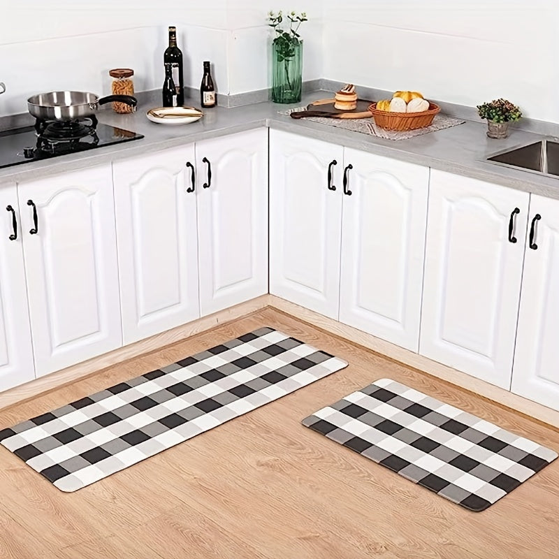 Moroccan Plaid Kitchen Mat Anti Fatigue Cushion Waterproof Non Slip