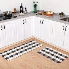 Moroccan Plaid Kitchen Mat Anti Fatigue Cushion Waterproof Non Slip