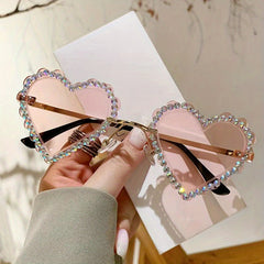 Kids Rhinestone Heart Sunglasses UV Protection