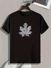 Leaf Print Graphic Tee for Men Summer Casual Comfy T-shirt