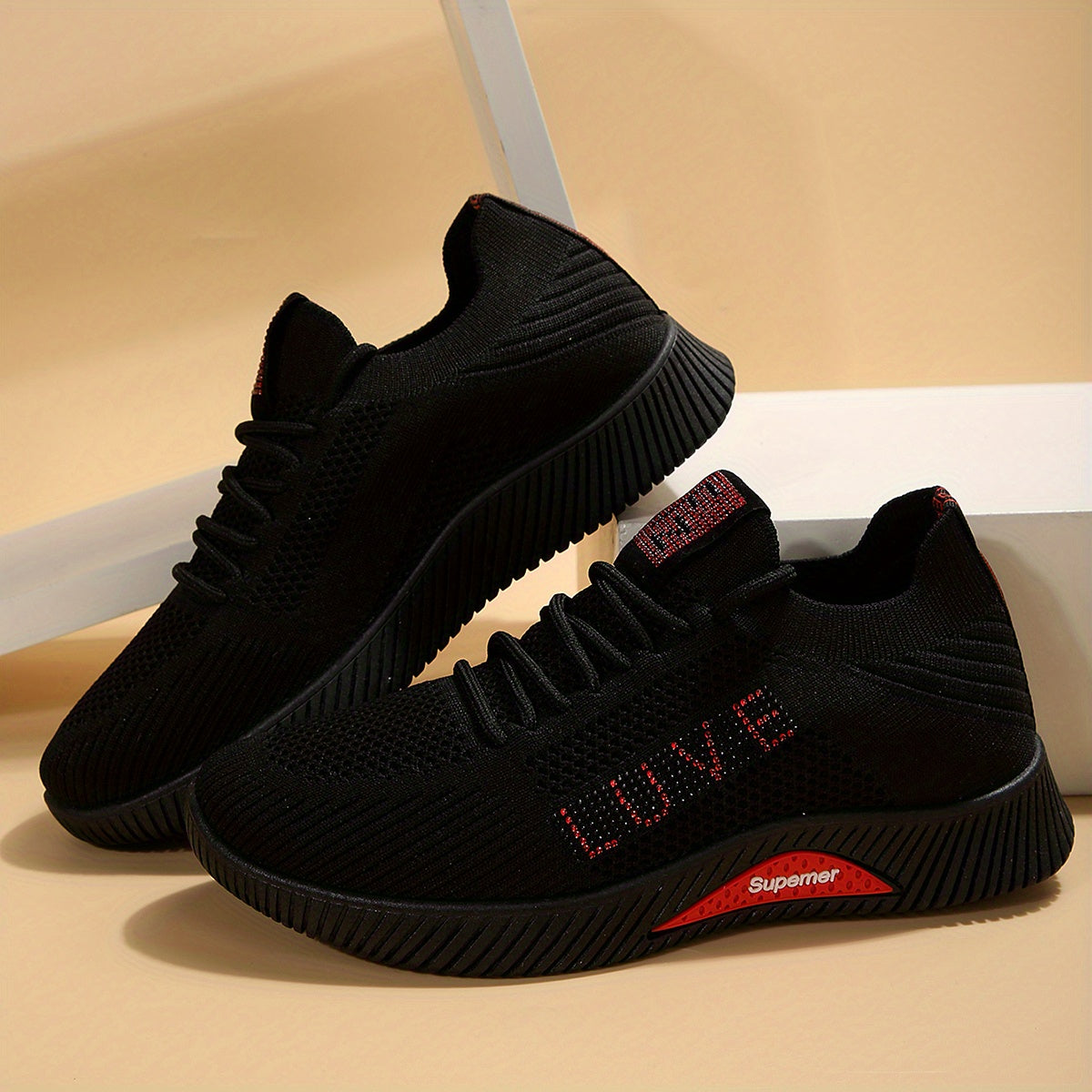 Women's Mesh Breathable Lace Up Sneakers Non slip Sports Shoes