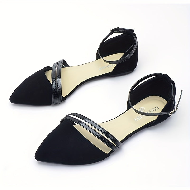Women's Flat Sandals Lightweight Pointed Toe Buckle Strap Shoes