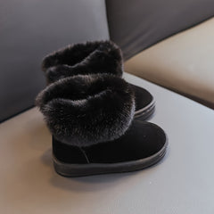 Girl's Furry Solid Snow Boots Warm Cozy Non slip Ankle Boots
