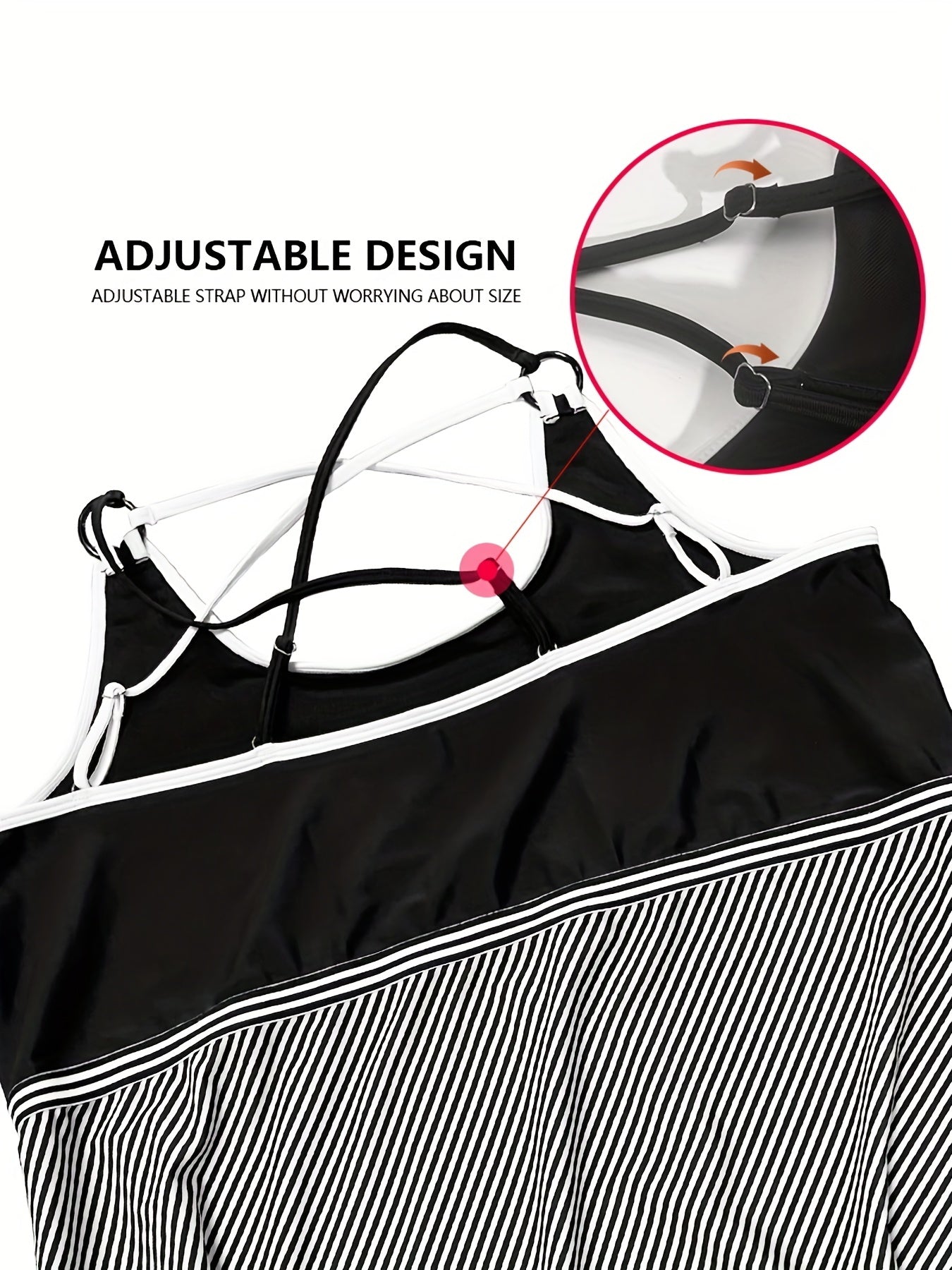 Colorblock Stripe Tankini Set with Skirt Brief