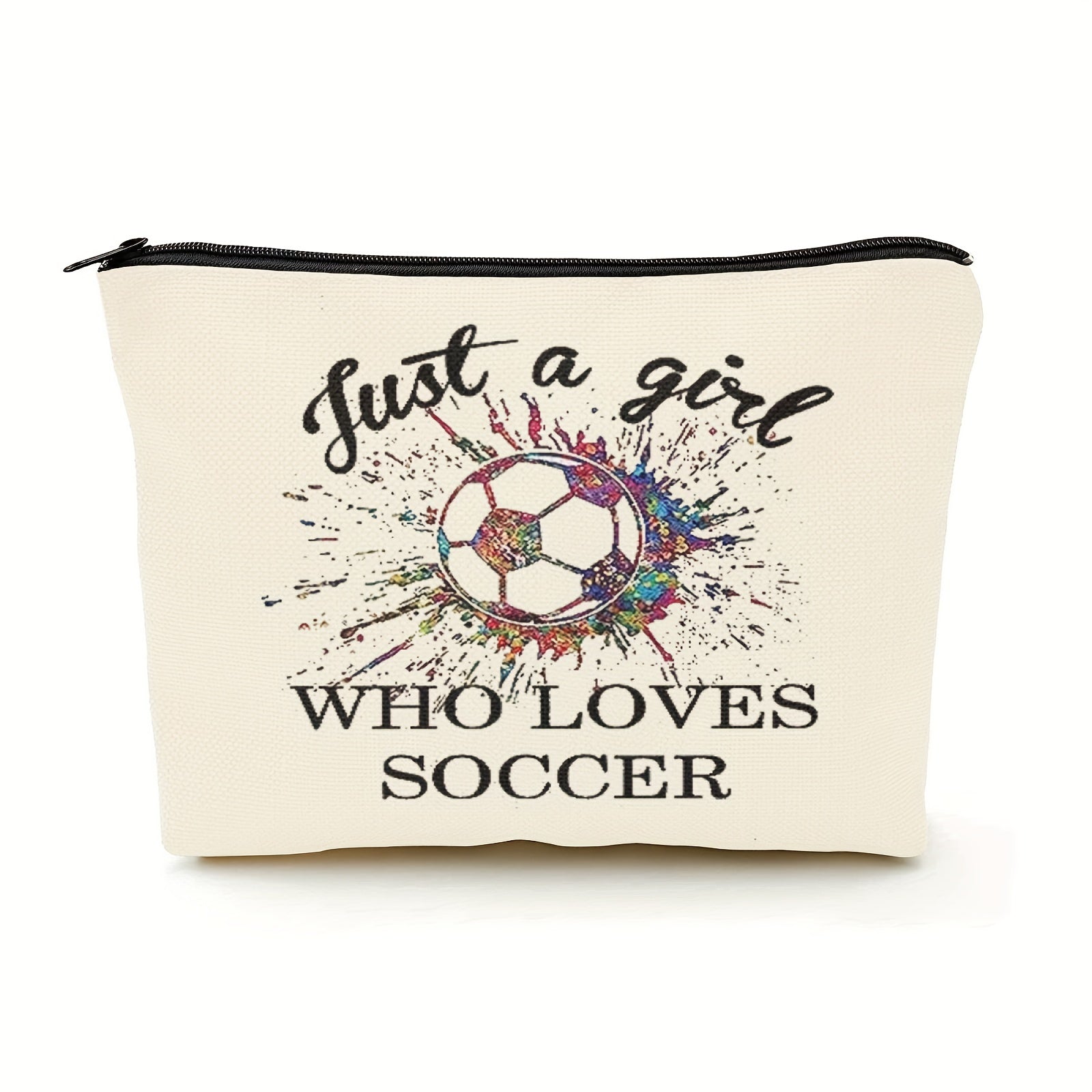Soccer Gift Makeup Bag Soccer Player Fan Zipper Travel Makeup Bag
