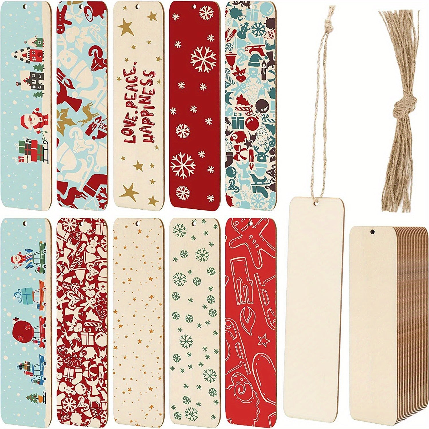100pcs Wood Blank Bookmarks DIY Wooden Craft Bookmark Rectangle Shape