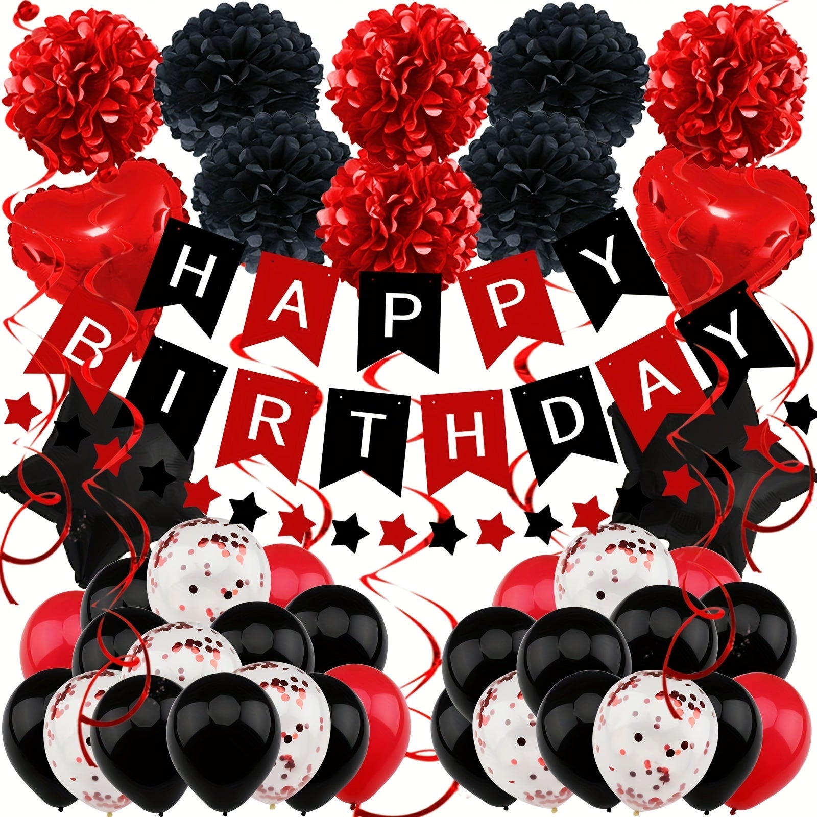 Red Birthday Party Decorations Happy Birthday Banner Balloon