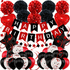 Red Birthday Party Decorations Happy Birthday Banner Balloon