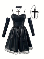 Japanese Anime Cosplay Dress Lace Trim Goth Style Costume