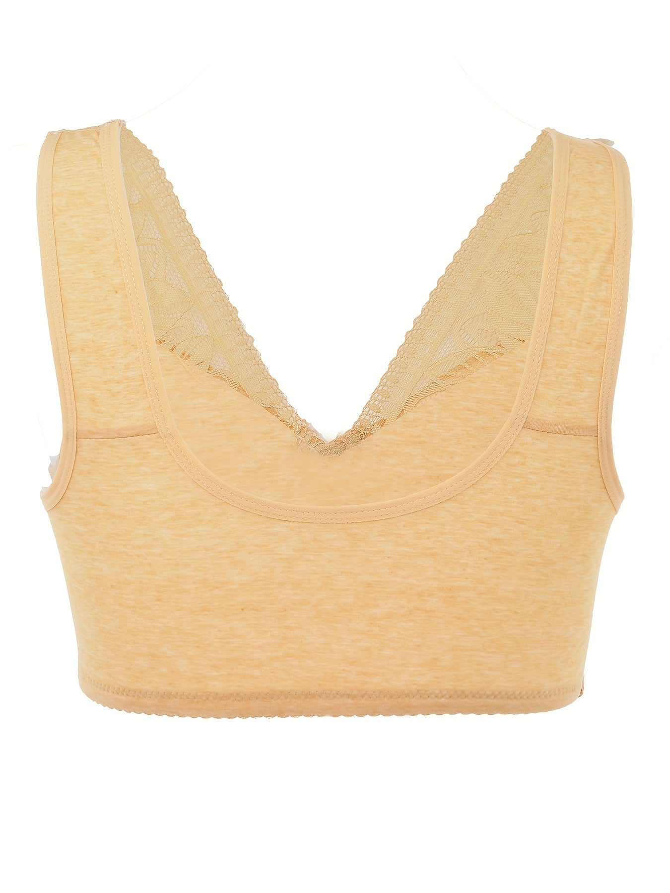 Leaf Pattern Lace Wireless Bra Zip Front Intimates Lingerie