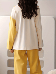 Bear Print Pajama Set Long Sleeve Top & Pants Women's Sleepwear