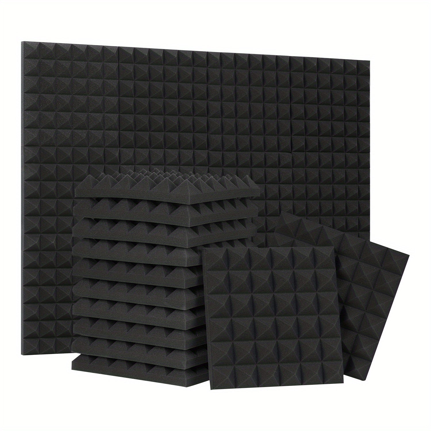 24pcs Acoustic Foam Panels 12x12x2 Pyramid High Density Acoustic Panels