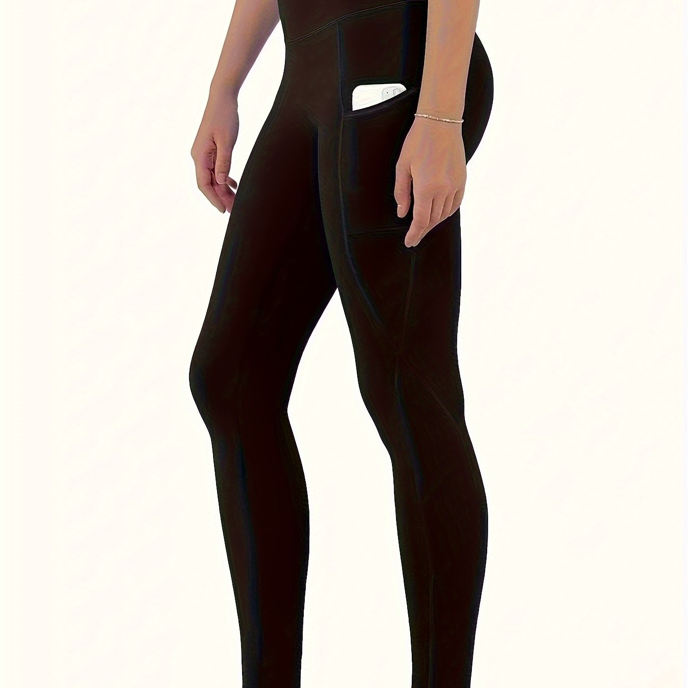 Solid Fitness Gym Leggings With Pocket High Waist Yoga Pants