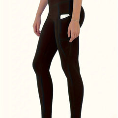 Solid Fitness Gym Leggings With Pocket High Waist Yoga Pants