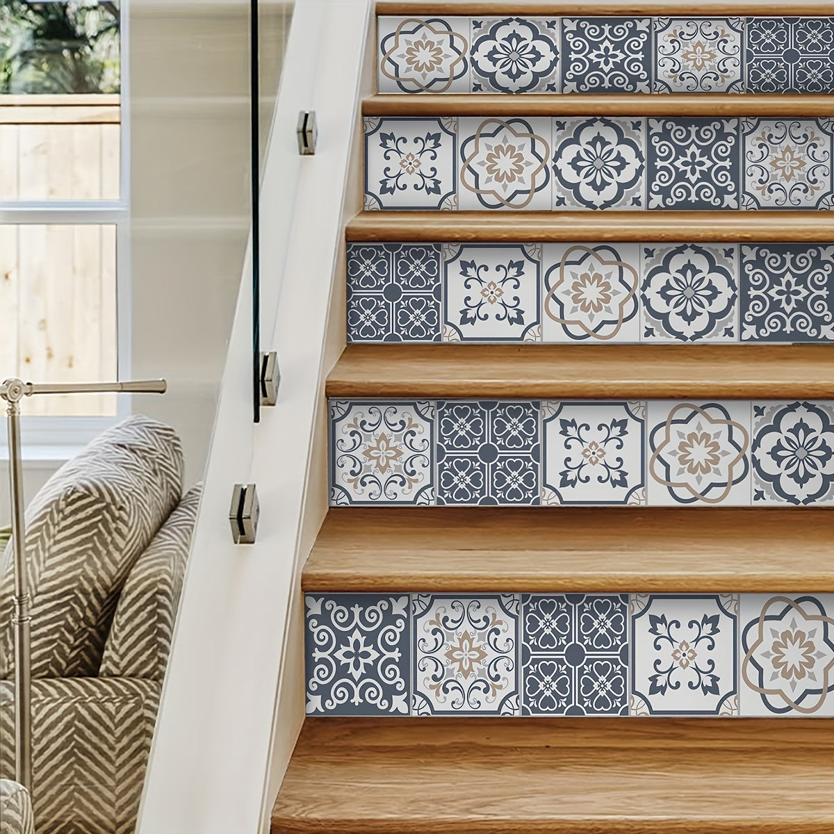 Mediterranean Printed Stair Stickers for Walls Floors