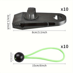 20pcs Tent Canopy Clip Buckle Kit with Binding Ropes Tarp Clips