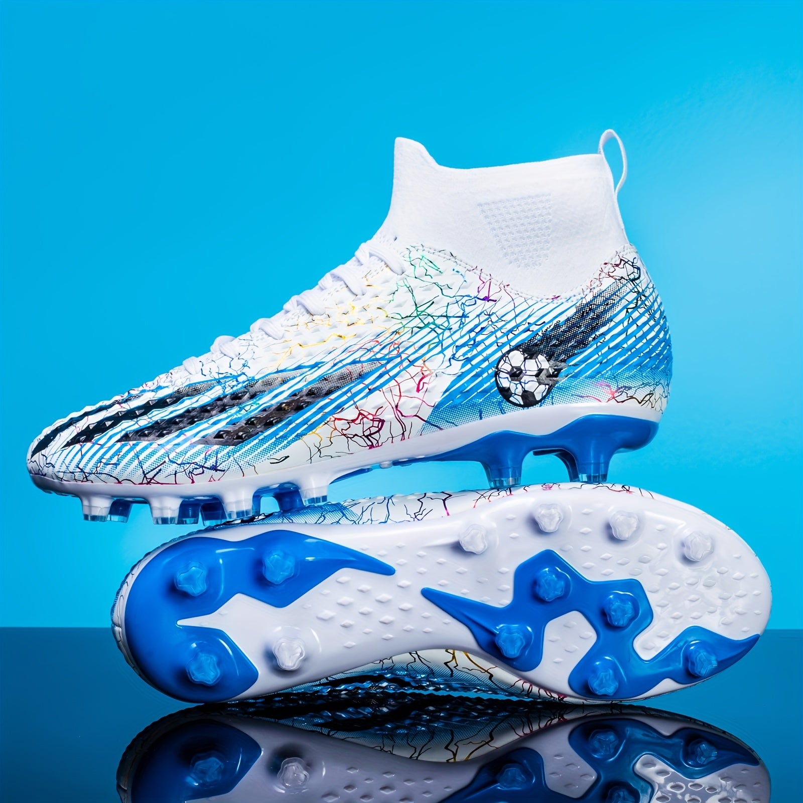 Boy's High Top Spiked Football Cleat Non Slip Soccer Shoe