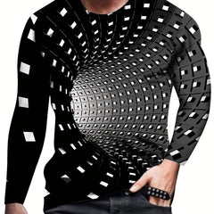 3D Pattern Print Men's Graphic Crew Neck Long Sleeve T-shirt for Men