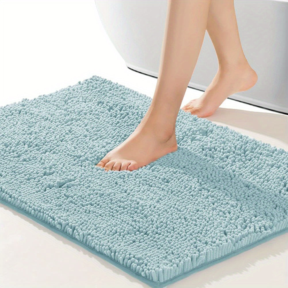 Soft Chenille Bath Rug Non Slip Quick Dry Shower Carpet Bathroom Accessory