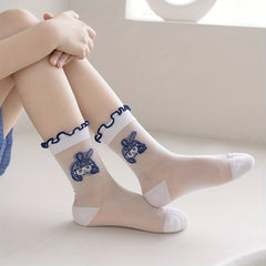 5 Pairs Children's Mesh Lace Socks for Spring Summer - Girl 1-11 Years