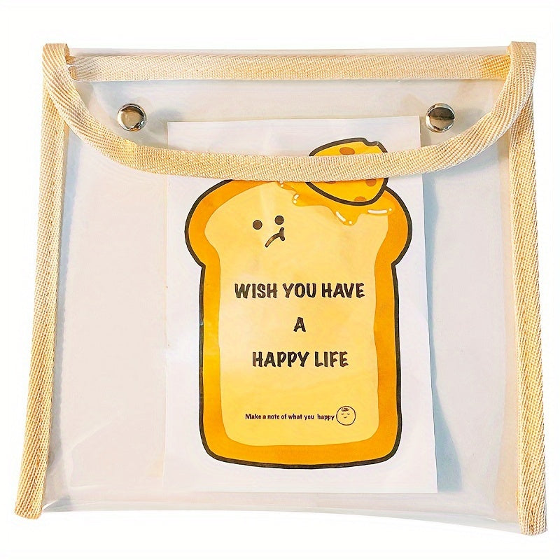 PVC Snap Button Storage Bag Waterproof Makeup Stationery Organizer