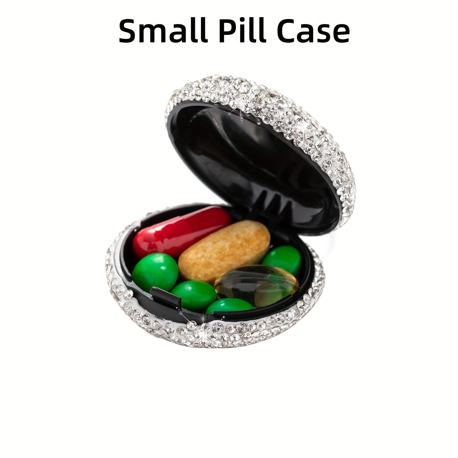 Diamond Keychain Pill Case Organizer for Travel