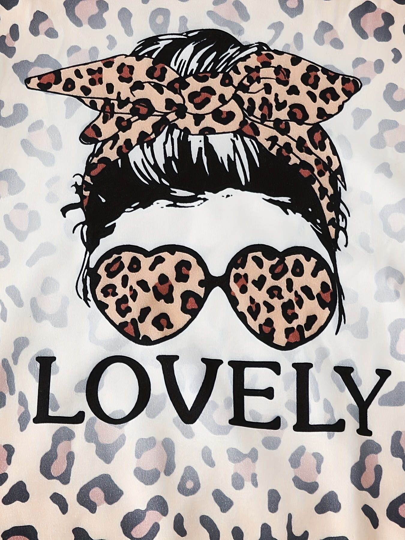 Girl's Leopard Pattern 2pcs Outfit Sweatshirt & Leggings Set