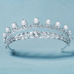 Crown Hair Band Rhinestone & Faux Pearl Decor Headband Bridal Wedding Headwear