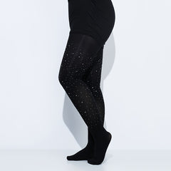Solid Nylon Rhinestone High Rise Stockings Women's Plus Pantyhose