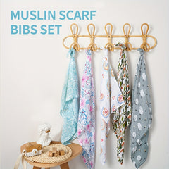 Elinfant 5pcs Set Bamboo Baby Bibs Soft Saliva Towel 60x60cm