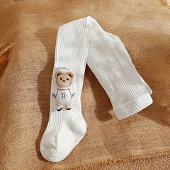 Baby Girls Bear Doll Decor Leggings Tights Pink Pantyhose Socks