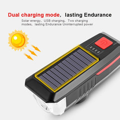 Waterproof Solar Bike Light USB Rechargeable Bicycle Headlight