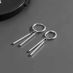 Titanium Steel Hip Hop Style Silver Earrings for Men