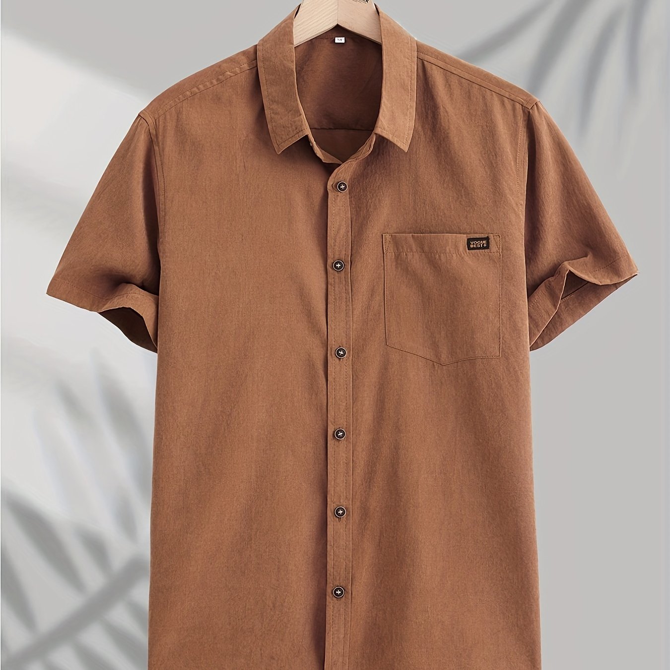 Men's Lapel Shirt with Chest Pocket Short Sleeve Button Up